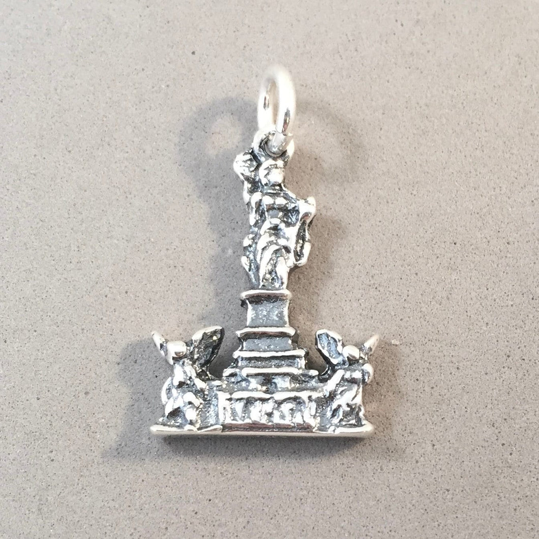 NIEDERWALD MONUMENT .925 Sterling Silver 3-D Charm Pendant Europe Rudesheim Rhine Germany TG33