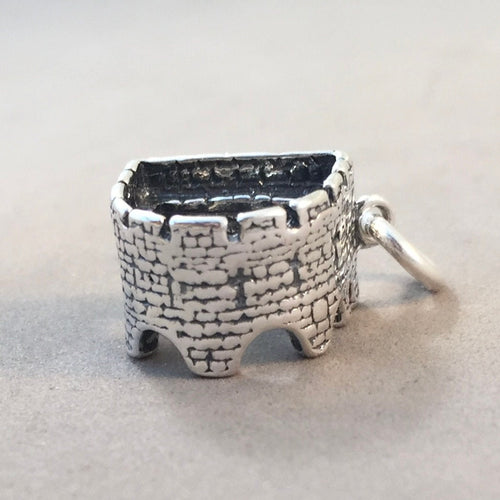 TENBY CASTLE .925 Sterling Silver 3-D Charm Pendant United Kingdom Great Britain Wales Souvenir Landmark TB61