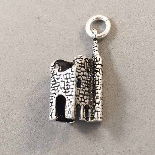 CORNISH TIN MILL .925 Sterling Silver Charm Pendant Ruins Cornwall Europe England TB59