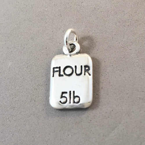 FLOUR .925 Sterling Silver 3-D Charm Pendant 5 LB Sack Bag Bake KT70