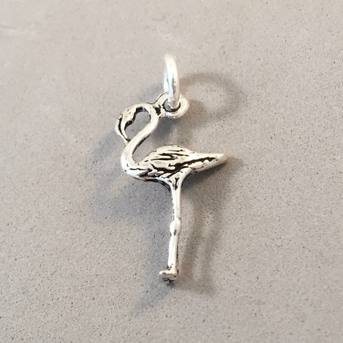 FLAMINGO .925 Sterling Silver 3-D Charm Pendant Bird Florida Caribbean South America Chilean Andean James Figural BI26