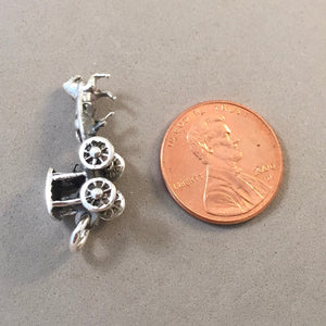 MACKINAC HORSE BUGGY .925 Sterling Silver Charm Pendant Island Michigan Central Park Amish Bracelet Souvenir TU53