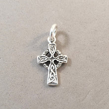 Load image into Gallery viewer, CELTIC CROSS Small Light .925 Sterling Silver Double Sided Charm Pendant Ireland Irish High Cross FA22