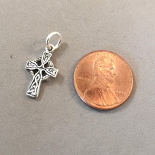 Load image into Gallery viewer, CELTIC CROSS Small Light .925 Sterling Silver Double Sided Charm Pendant Ireland Irish High Cross FA22