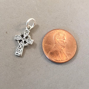 CELTIC CROSS Small Light .925 Sterling Silver Double Sided Charm Pendant Ireland Irish High Cross FA22