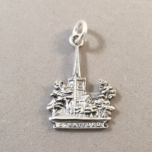 STRATFORD-UPON-AVON .925 Sterling Silver Charm Pendant Holy Trinity Church Europe England TB60