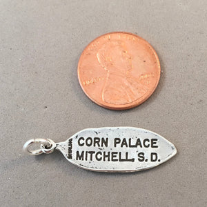 CORN PALACE In Corn Husk .925 Sterling Silver Charm Pendant Mitchell South Dakota Landmark Travel Tourist TW27