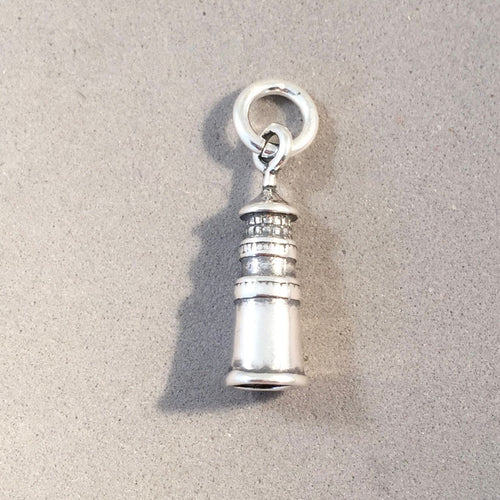 LIGHTHOUSE .925 Sterling Silver Charm Pendant Ocean Lake Shore NT69