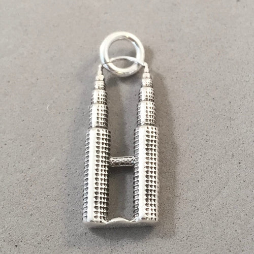 PETRONAS TOWERS .925 Sterling Silver 3-D Charm Pendant Kuala Lumpur Malaysia TA43