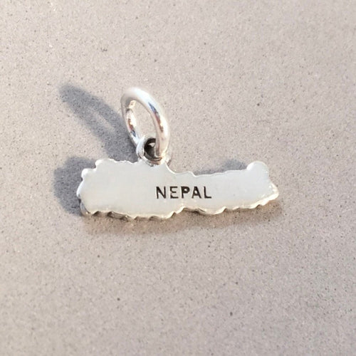 NEPAL MAP .925 Sterling Silver Charm Pendant Country Katmandu Souvenir CT18-NP
