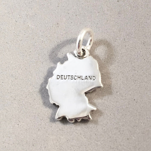 DEUTSCHLAND MAP .925 Sterling Silver Charm Pendant Europe Germany Berlin Munich Hamburg Koln Cologne Country Souvenir CT09-GE