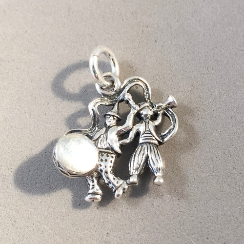 MARDI GRAS Jazz Clowns .925 Sterling Silver Charm Pendant New Orleans NOLA French Quarter TU03