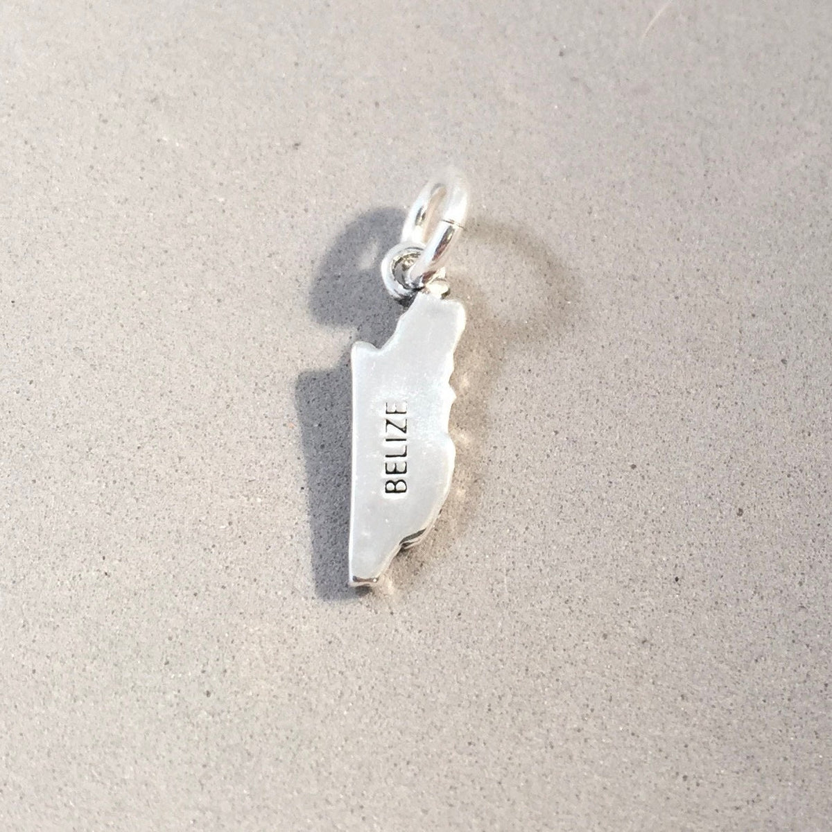 Sterling Silver Belize Map Charm Or Pendant - 925 Silver, Travel Jewelry Souvenir