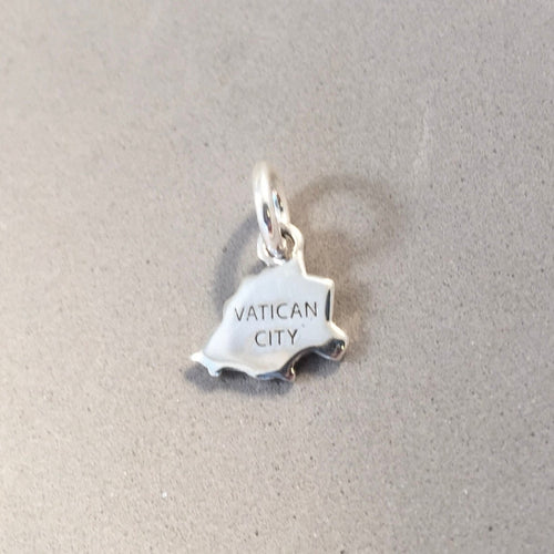 VATICAN CITY MAP .925 Sterling Silver Charm Pendant Country Italy Rome Holy See Europe Souvenir CT18-VC