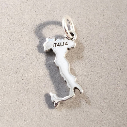 ITALIA MAP .925 Sterling Silver Charm Pendant Europe Italy Rome Venice Florence Sicily Pisa Naples Country Souvenir CT09-IT