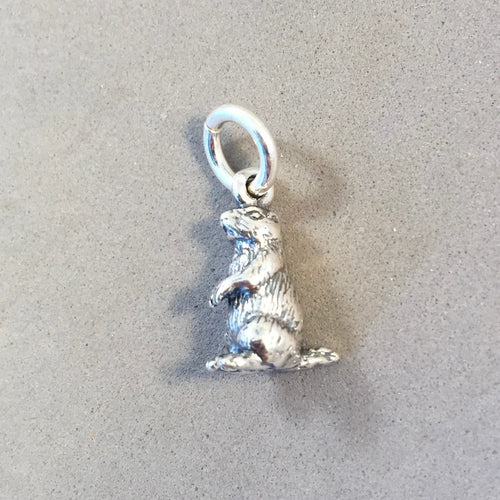 PRAIRIE DOG .925 Sterling Silver Small 3-D Charm Pendant Animal Rodent Groundhog Ground Squirrel Marmot AN06
