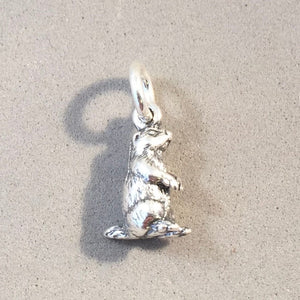 PRAIRIE DOG .925 Sterling Silver Small 3-D Charm Pendant Animal Rodent Groundhog Ground Squirrel Marmot AN06