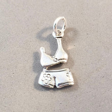 Load image into Gallery viewer, BOY SHORTS SWIMSUIT .925 Sterling Silver 3-D Charm Pendant Bikini Bathing Suit Beach Moveable DU30