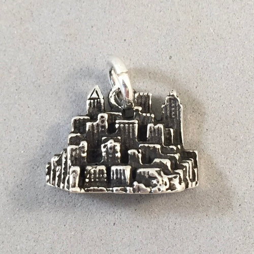 CITY SCAPE .925 Sterling silver Charm Pendant Skyscrapers Buildings Downtown Skyline TU10