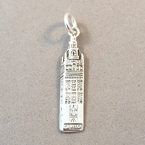 GIRALDA BELL TOWER .925 Sterling Silver Charm Pendant Sevilla Spain Europe Landmark Travel Souvenir TP24