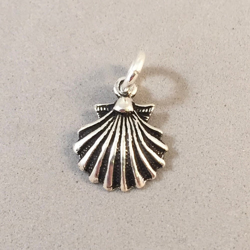 SCALLOP SHELL .925 Sterling Silver Charm Pendant Beach Ocean Nautical NT62