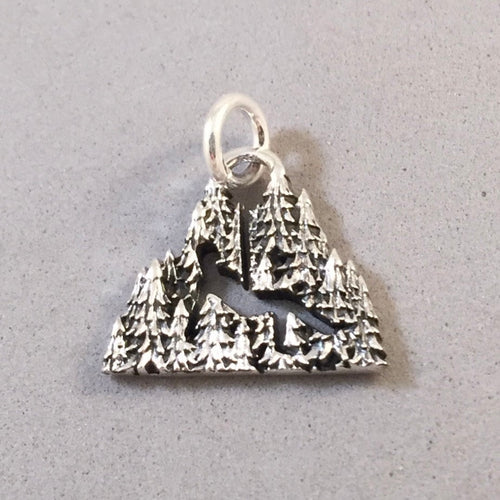 ZIP-LINE .925 Sterling Silver Charm Pendant Trees Forest Canopy HB07