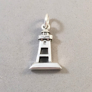 GRAND MARAIS LIGHTHOUSE .925 Sterling Silver Charm Pendant Artist Point Lake Superior Minnesota Sign TU54