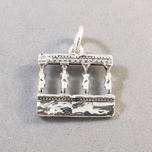 PORCH of the CARYATIDS .925 Sterling Silver 3-D Charm Pendant Athens Greece Greek Acropolis Temple Athena Ruins Maidens Erechtheion TK01