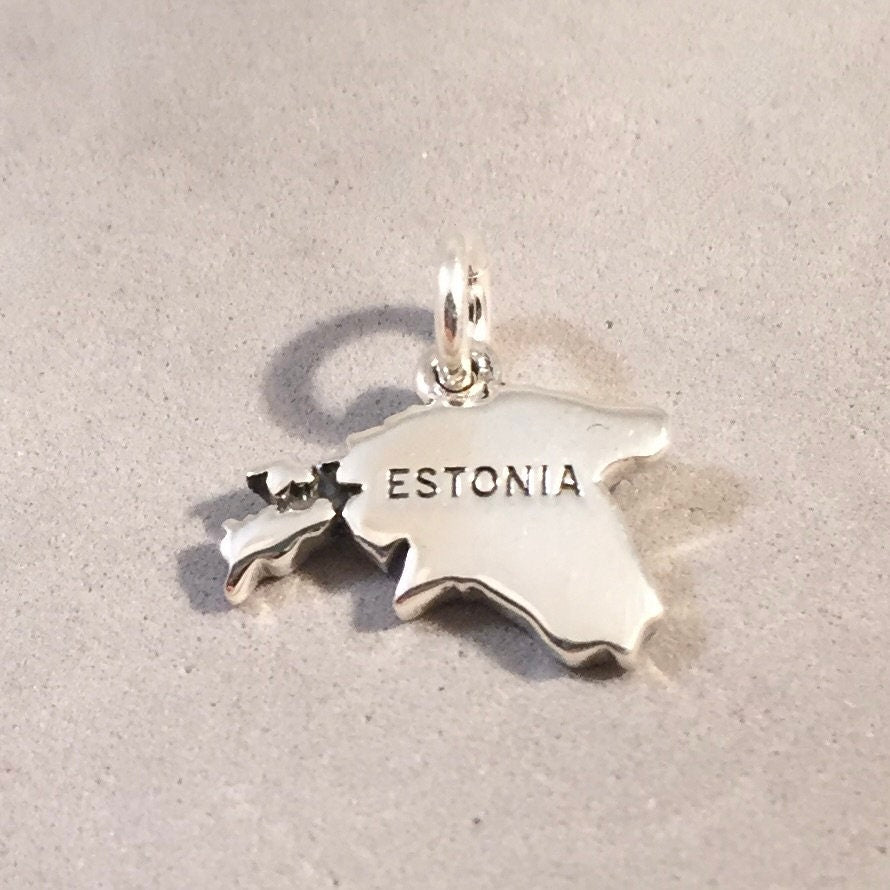 LGU Steling Silve Oxidized Dangling Textued County Map