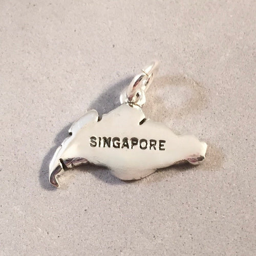 SINGAPORE MAP .925 Sterling Silver Charm Pendant Country Asia Souvenir CT18-SG