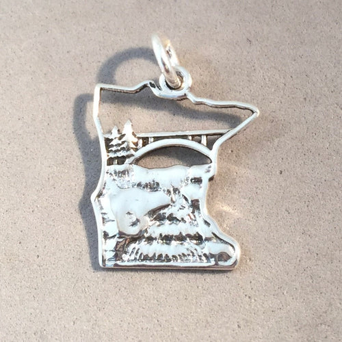 GOOSEBERRY FALLS .925 Sterling Silver Charm Pendant Lake Superior State Park Minnesota Waterfall TU40