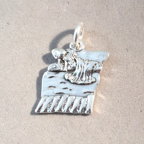 PLITVICE LAKES .925 Sterling Silver Charm Pendant National Park Croatia Boardwalk Waterfall TE19