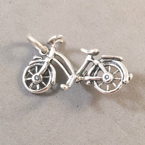 E-BIKE .925 Sterling Silver 3-D Charm Pendant Trail Tour Bicycle Cruiser Mountain Electric SP21
