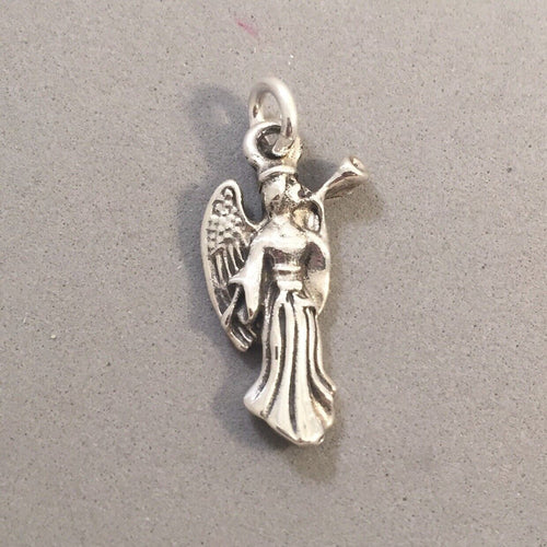 Sale!!! ANGEL PLAYING HORN .925 Sterling Silver Charm Pendant Christian Heaven Faith Religion SL15A