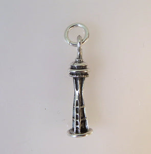 SPACE NEEDLE .925 Sterling Silver 3-D Charm Pendant Seattle WA Travel Northwest Landmark  NW01