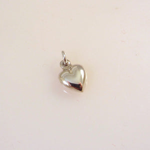 Tiny PUFFY HEART .925 Sterling Silver Charm Pendant Love Valentine Sweet Little Shiny HL19