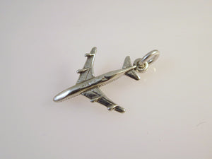 Passenger AIRPLANE .925 Sterling Silver 3-D Charm Pendant Jet Airliner Plane  vh01