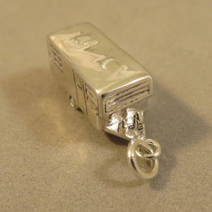 TRAVEL TRAILER 1950's 1960's Vintage Style Trailer .925 Sterling Silver 3-D Charm Pendant RV vh31