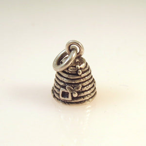 BEEHIVE .925 Sterling Silver 3-D Charm Pendant Garden Insect Bug Bee Hive Honey Small Cute BI08