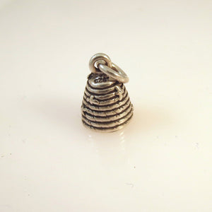 BEEHIVE .925 Sterling Silver 3-D Charm Pendant Garden Insect Bug Bee Hive Honey Small Cute BI08