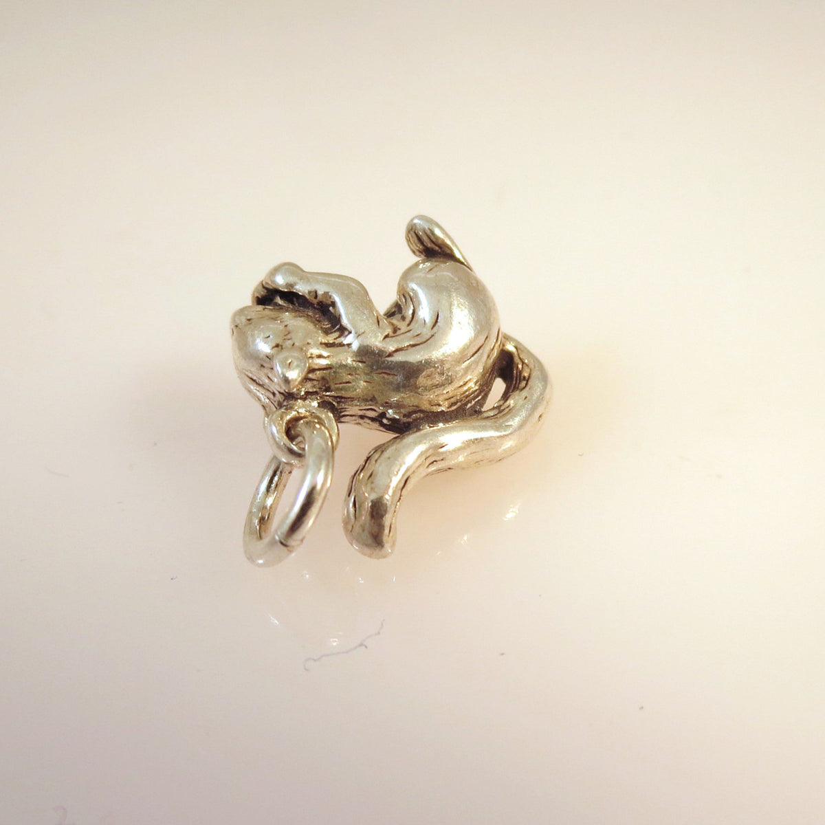 SQUIRREL EATING NUT .925 Sterling Silver 3-D Charm Pendant Animal an29 ...