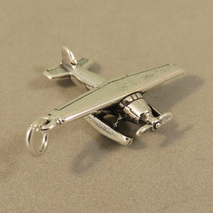 FLOATPLANE .925 Sterling Silver 3-D Charm Pendant Seaplane Float Plane Alaska Seattle Airplane  vh05