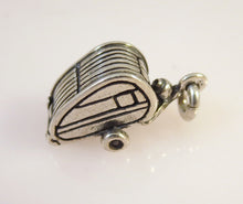 Load image into Gallery viewer, TEARDROP Style Travel TRAILER .925 Sterling Silver Charm Pendant Camping Camper RV vh09