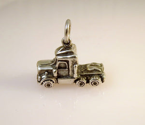 SEMI TRUCK CAB  .925 Sterling Silver Charm Pendant Trailer Trucker Big Rig vh06