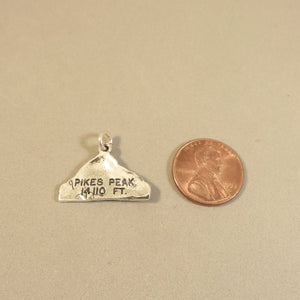 PIKES PEAK .925 Sterling Silver Charm Pendant Park Colorado Springs Mountain Travel Hike tw41