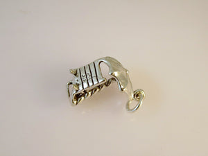 BEACH CHAIR & UMBRELLA .925 Sterling Silver 3-D Charm Pendant Lounge Parasol Vacation Deck NT01