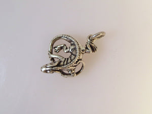 BEARDED DRAGON/ IGUANA .925 Sterling Silver 3-D Charm Pendant  Lizard an14