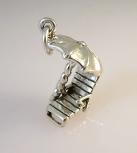 BEACH CHAIR & UMBRELLA .925 Sterling Silver 3-D Charm Pendant Lounge Parasol Vacation Deck NT01