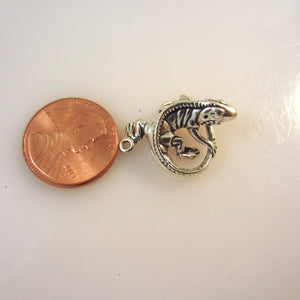 BEARDED DRAGON/ IGUANA .925 Sterling Silver 3-D Charm Pendant  Lizard an14