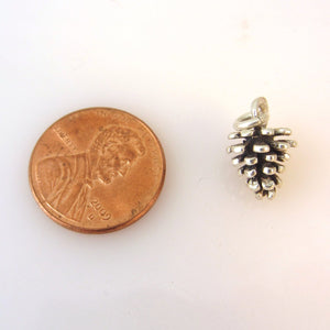 PINE CONE .925 Sterling Silver 3-D Charm Pendant Garden Holiday Christmas Tree Small Pinecone ga40